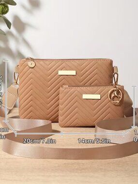new fashionable 2 PIECE SET embossed woven multi-functional crossbody bag,